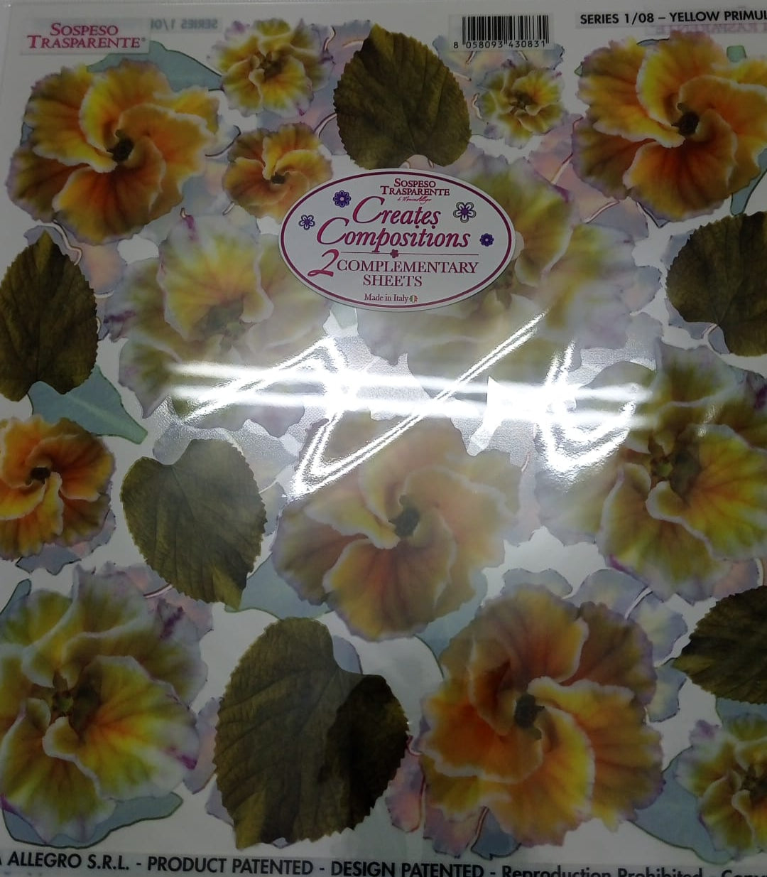 Sospeso Trasparente Pellicola Standard Serie 1 DOPPIA - 08B - Modello Yellow Primula + Primula Sirocco