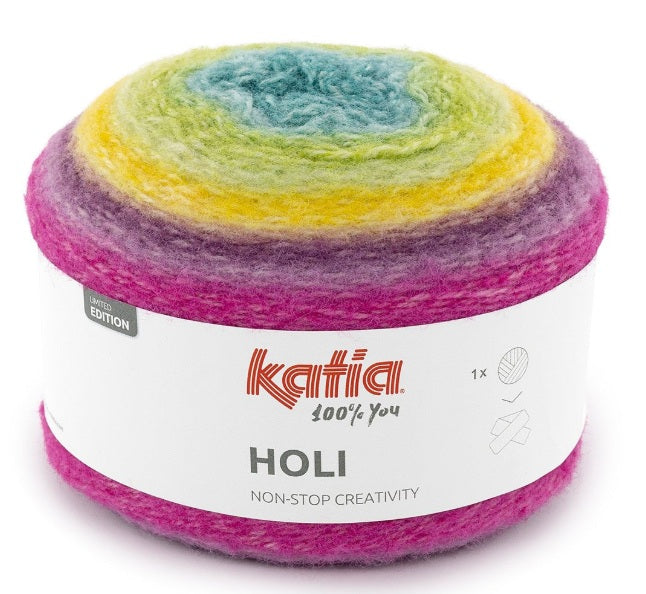 Katia Filato Holi Multicolore con leggero effetto Peluche Colore 506 - 200 grammi / 660 metri