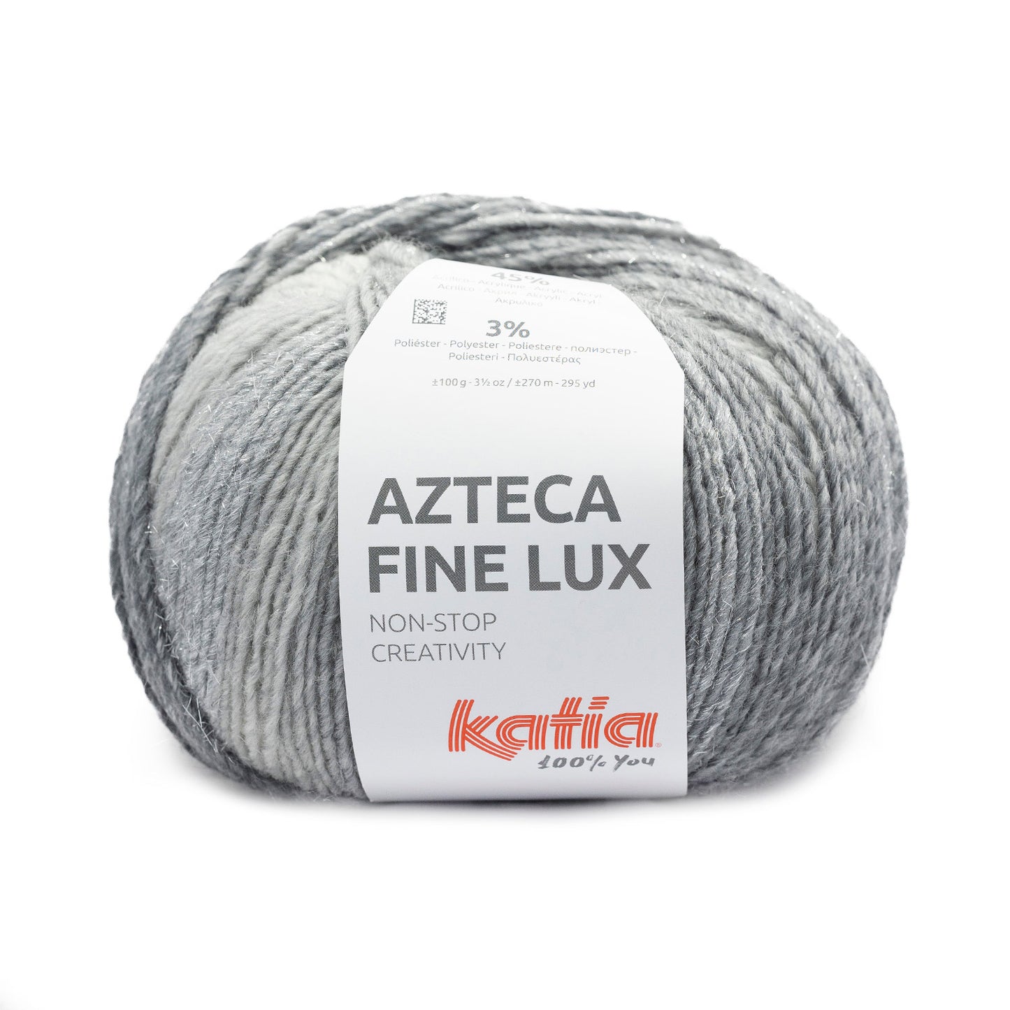 Katia Filato Azteca Fine Lux Colore 417 Grigio Argento Nero 100 gr