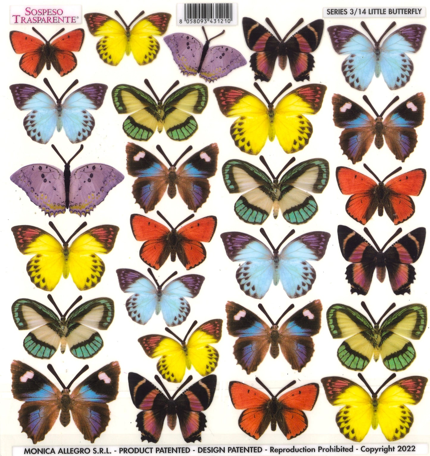 Sospeso Trasparente Pellicola Standard Serie 3 - 14 - Modello Little Butterfly