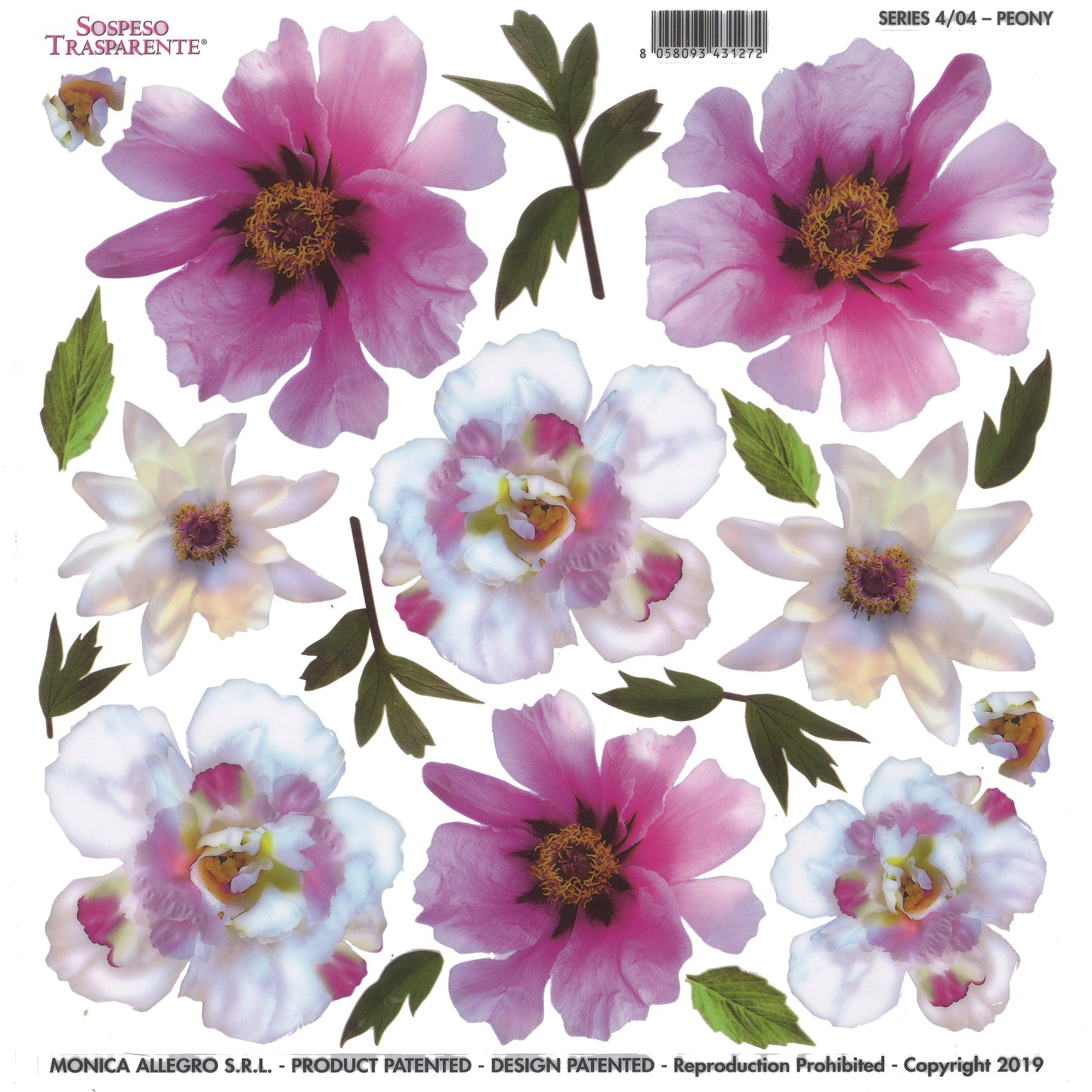 Sospeso Trasparente Pellicola Standard Serie 4 - 04 - Modello Peony