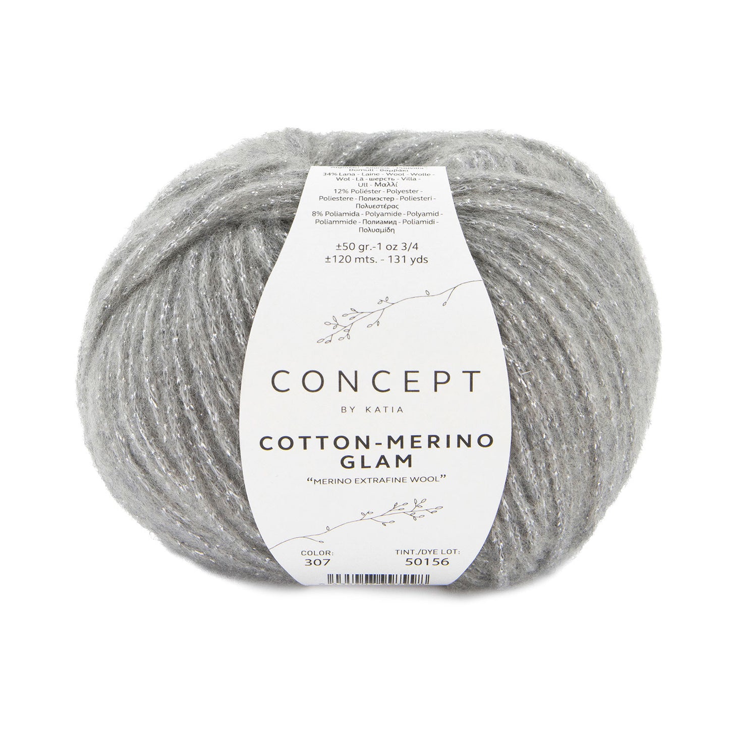 Katia Filato Cotton Merino Glam Colore 307 Grigio 50 Grammi