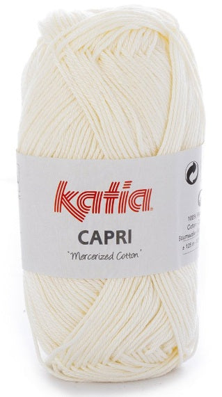 Katia Filato Capri - 100% Cotone Mercerizzato - 50 gr 125 mt - Colore 82051 Panna