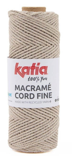 Katia Filato Macramè Corda Fine 100% Riciclata 220 gr - 100 mt - Colore Marrone Beige 202