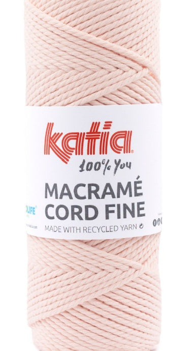 Katia Filato Macramè Corda Fine 100% Riciclata 220 gr - 100 mt - Colore Salmone Chiaro 217