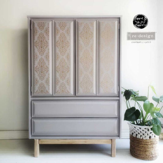 Re Design Decor Transfer Golden Damask Fogli 61 X 89 cm