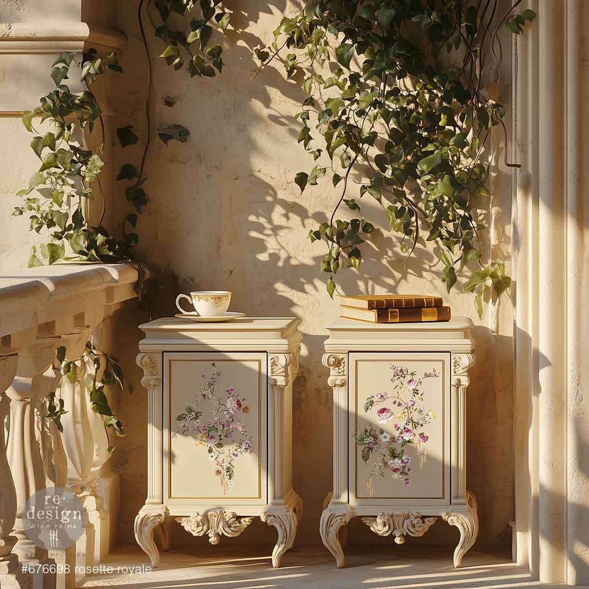 Re Design Decor Transfer Rosette Royale 3 Fogli 21,5 X 28 cm