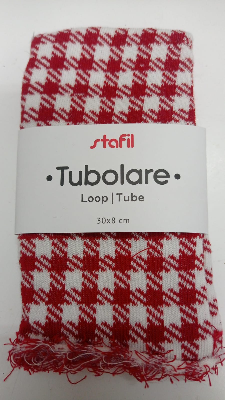 Stafil Tubolare Loop Scozzese bianco/rosso 30 x 8 cm