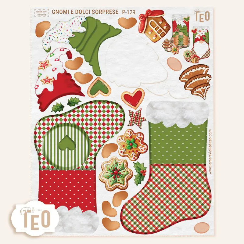 Pannello Teo Collezione Natale P-129 Gnomi e Dolci Sorprese