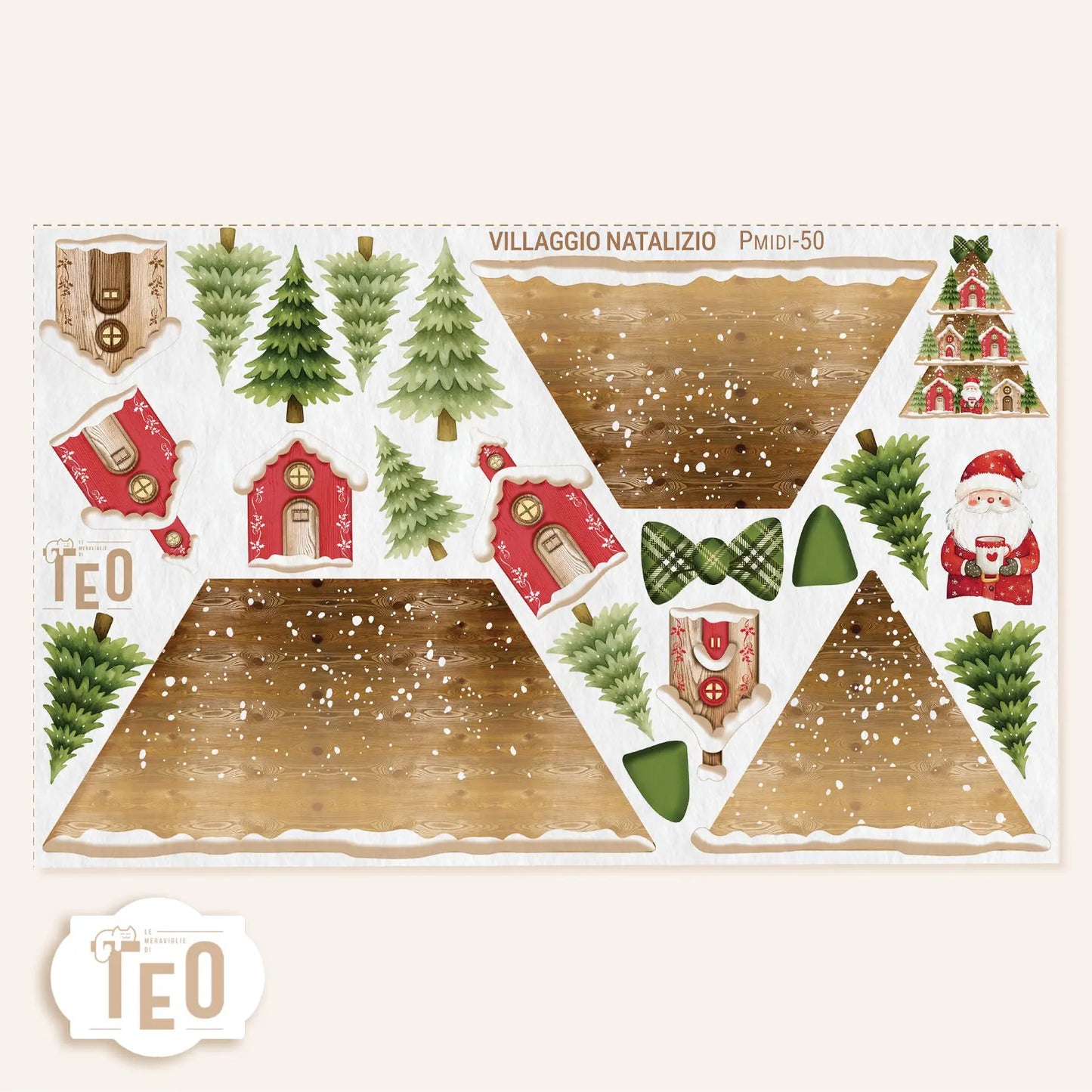 Pannello Teo Collezione Natale P-Midi-50 Villaggio Natalizio