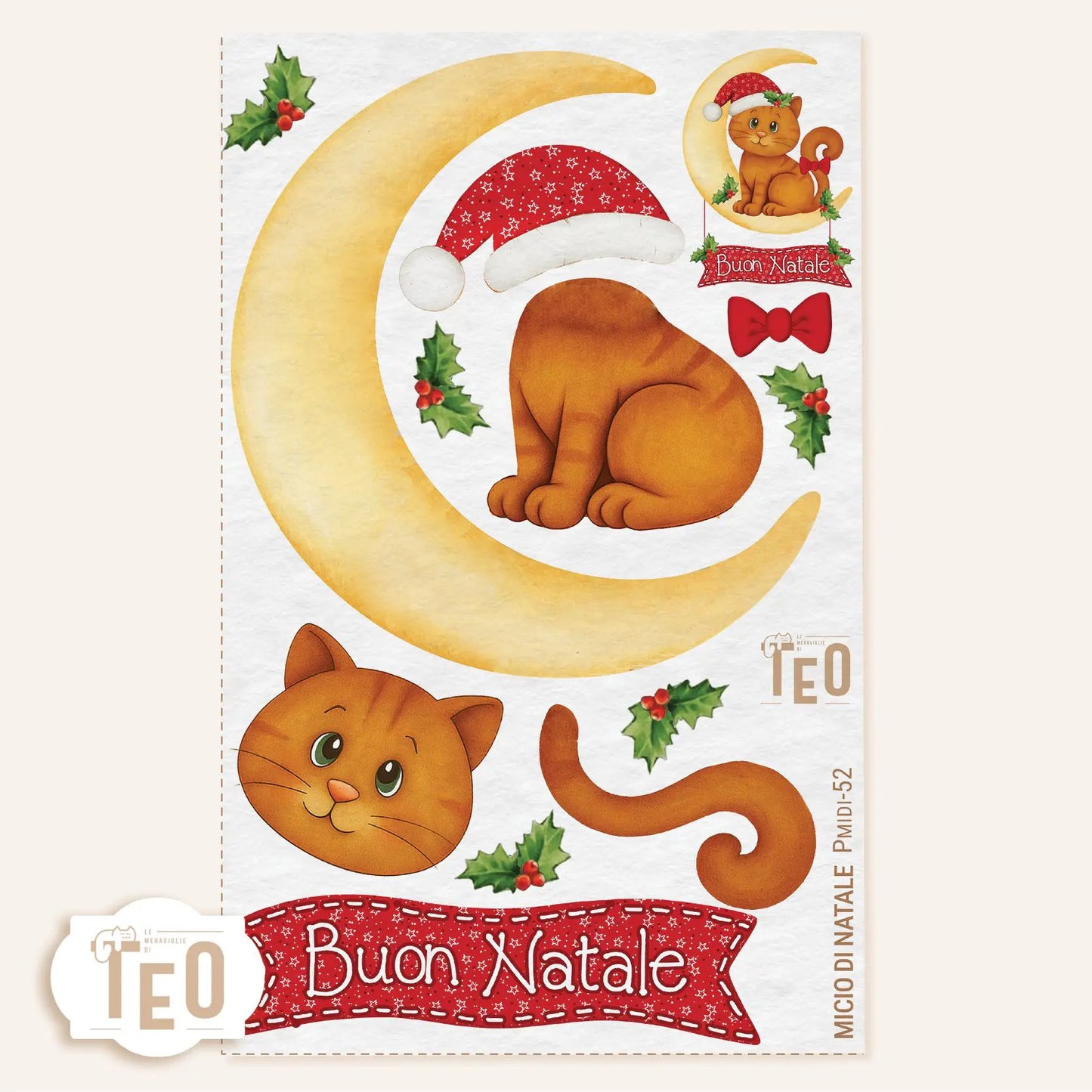 Pannello Teo Collezione Natale P-Midi-52 Micio Di Natale