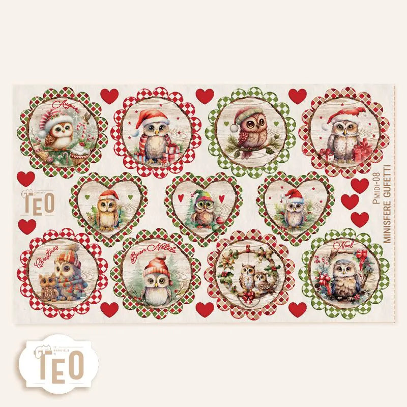 Pannello Teo Collezione Natale P-Midi-8 Mini Sfere Gufetti