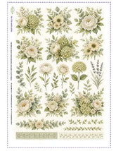 Idee Per Creare Carta di Riso 29,67x42 cm (A3) RIS-139 Fiori Verde Salvia