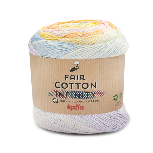 Katia Filato Faire Cotton Infinity Colore 101 Lila chiaro Blu pastello Verde chiaro Giallo pastello Arancione 200 Grammi