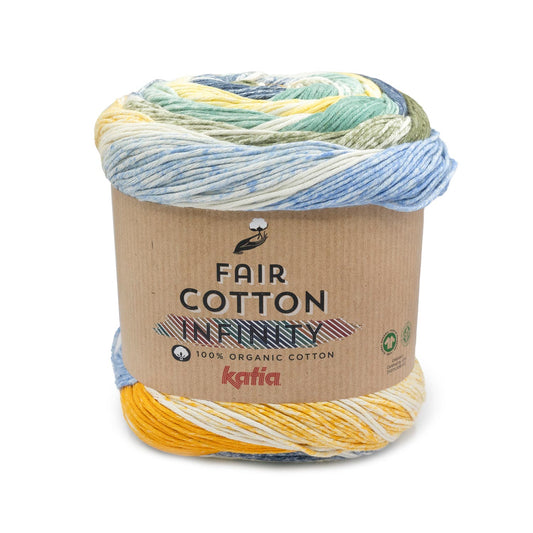 Katia Filato Faire Cotton Infinity Colore 106 Blu Giallo Kaki 200 Grammi