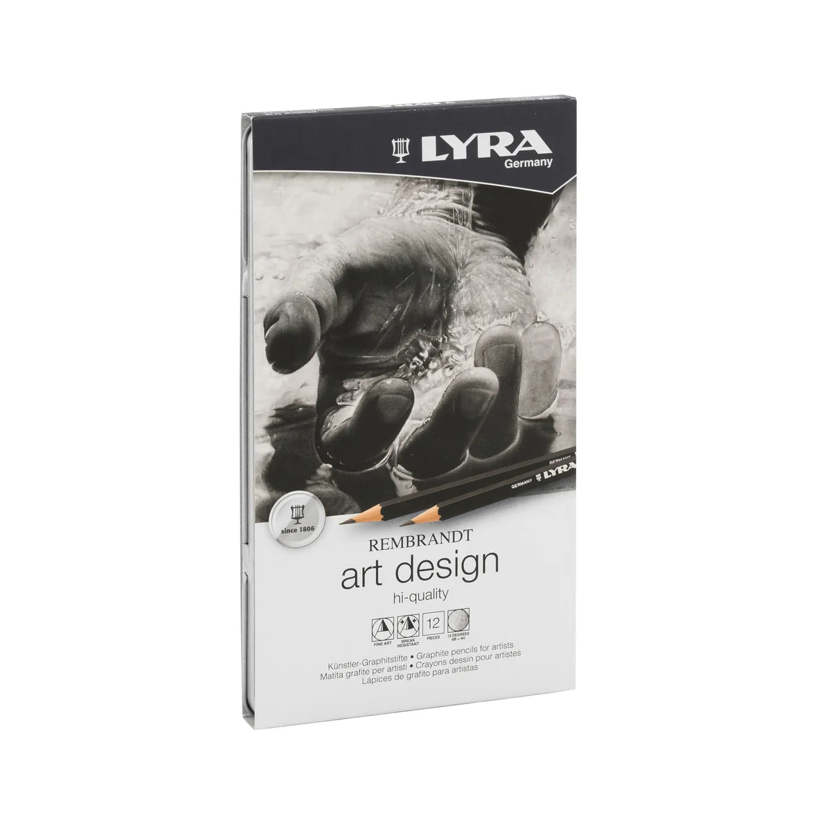 Lyra Kit matite Design Scatola in Metallo - 12 pezzi - Gradazioni Assortite