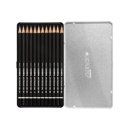 Lyra Kit matite Design Scatola in Metallo - 12 pezzi - Gradazioni Assortite