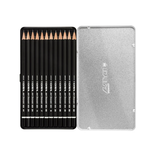 Lyra Kit matite Design Scatola in Metallo - 12 pezzi - Gradazioni Assortite