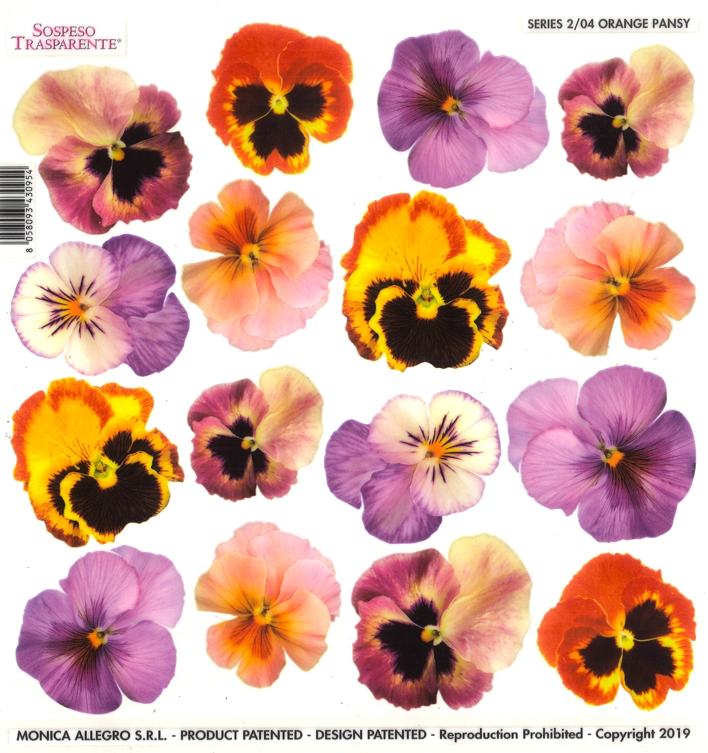 Sospeso Trasparente Pellicola Standard Serie 2 - 04 - Modello Orange Pansy