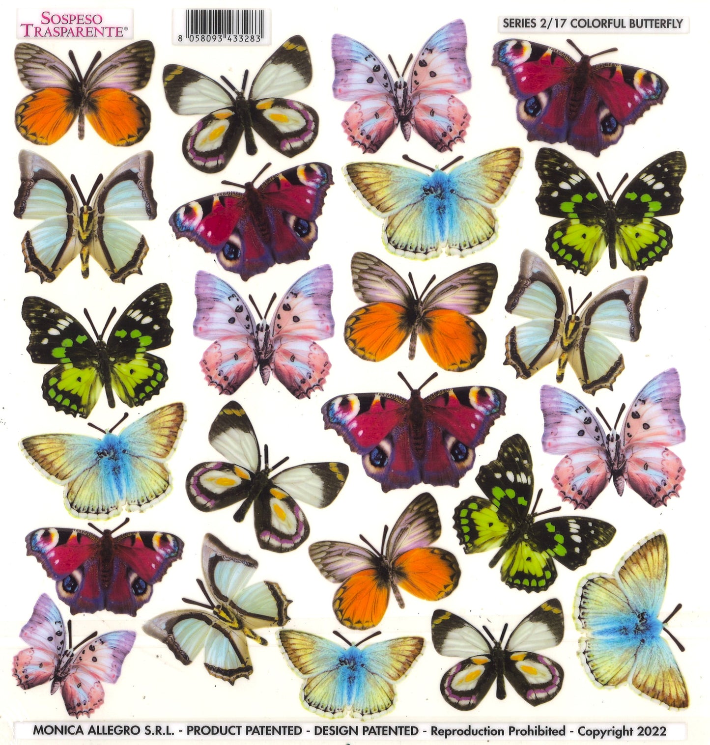 Sospeso Trasparente Pellicola Standard Serie 2 - 17 - Modello Colorful Butterfly