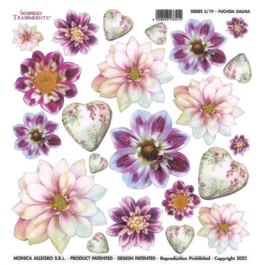 Sospeso Trasparente Pellicola Standard Serie 3 - 19 - Modello Fuchsia Dahlia