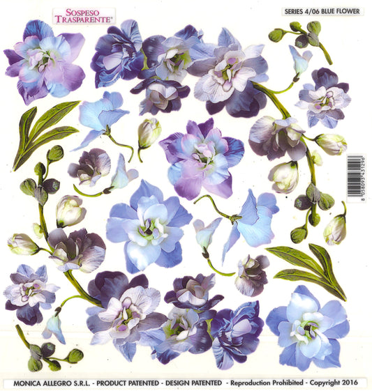 Sospeso Trasparente Pellicola Standard Serie 4 - 06 - Modello Blue Flower