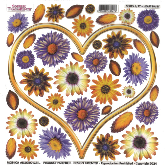 Sospeso Trasparente Pellicola Standard Serie 5 - 17 - Modello Heart Daisy