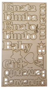 Sagomiamo Sagoma in Legno Taglio Laser Scritte Tema Baby  SFL 288