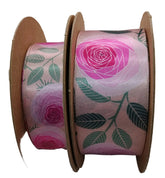 Arte in Corso Nastro in Raso Design Rose Rosa 2 cm di Larghezza x 2 Metri