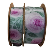 Arte in Corso Nastro in Raso Design Rose Lilla 2 cm di Larghezza x 2 Metri
