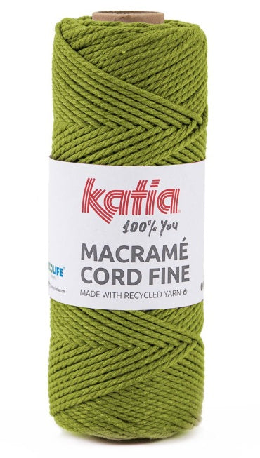 Katia Filato Macramè Corda Fine 100% Riciclata 220 gr - 100 mt - Colore Verde Erba 207