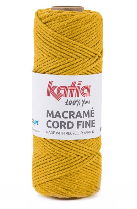 Katia Filato Macramè Corda Fine 100% Riciclata 220 gr - 100 mt - Colore Ocra 208