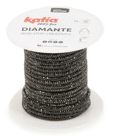Katia Diamante Cordino di cotone ricoperto di cristalli - 93% Cristallo - 7% Cotone - Colore 501 Nero