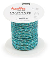 Katia Diamante Cordino di cotone ricoperto di cristalli - 93% Cristallo - 7% Cotone - Colore 504 Turchese