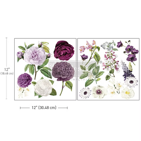 Hokus Pokus Transfers Majestic Blooms 2 Fogli 30 X 30 cm