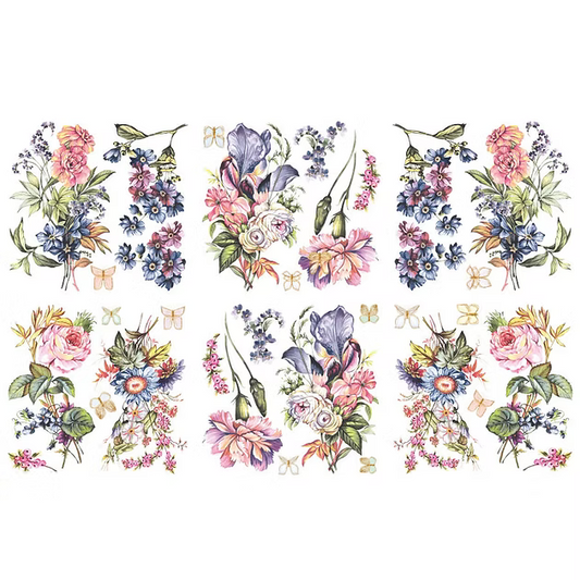 Hokus Pokus Transfers Vintage Blooms 6 Fogli 31,5 X 30 cm