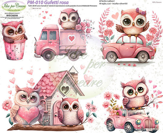 Idee Per Creare Pannello PM-010 cm 40×50 Gufetti Rosa