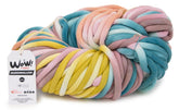 Katia Filato XXL Tubolare Multicolore WOW Marshmallow - 70% Cotone - 30% Poliammide - Colore 302 Rosa Turchese Giallo Limone