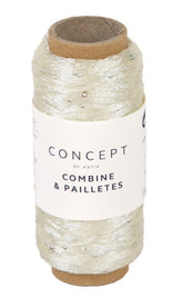 Katia Filato Combine & Paillettes - 100% Poliestere - Colore 51 Panna