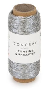 Katia Filato Combine & Paillettes - 100% Poliestere - Colore 55 Grigio Chiaro Perlato