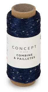 Katia Filato Combine & Paillettes - 100% Poliestere - Colore 62 Blu Notte