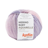 Katia Filato Merino Baby Aquerelle Colore 355 Rosa Lila chiaro Marrone scuro 50 Grammi