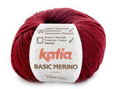 Katia Filato Basic Merino - 52% Merino Superwash - 48% Acrilico - 50 gr 120 mt - Colore 23 Bordeaux Scuro