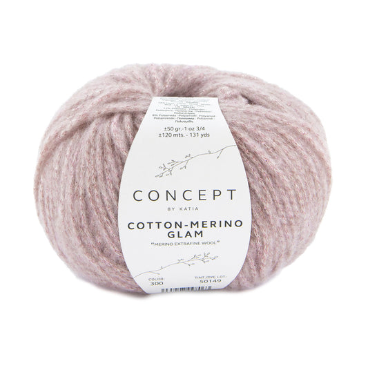 Katia Filato Cotton Merino Glam Colore 300 Rosa 50 Grammi