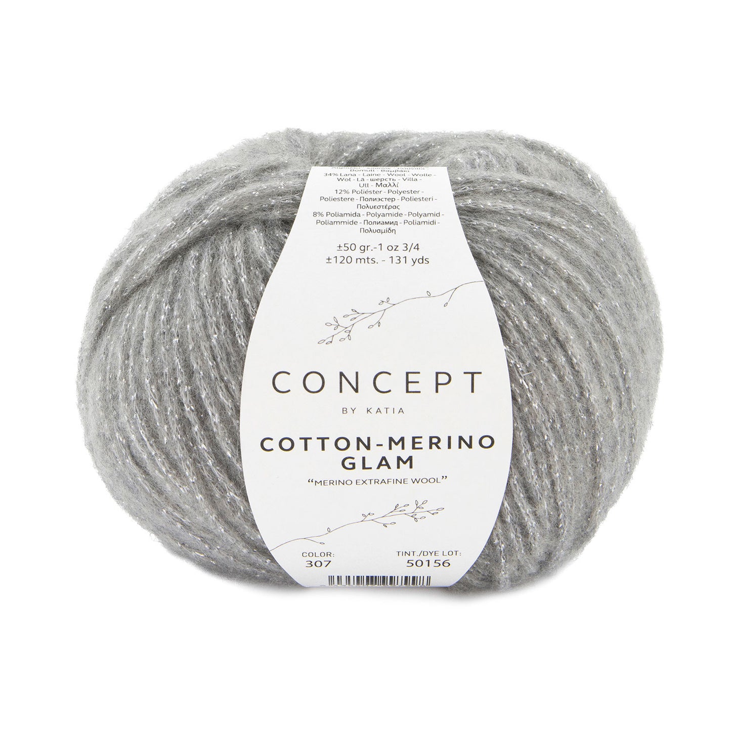 Katia Filato Cotton Merino Glam Colore 307 Grigio 50 Grammi