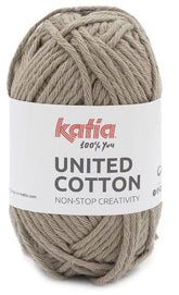 Katia Filato United Cotton - Mini gomitolo colorato in 100% cotone - Colore 11 Marrone Pallido