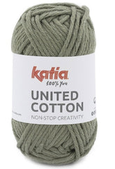 Katia Filato United Cotton - Mini gomitolo colorato in 100% cotone - Colore 20 Kaki