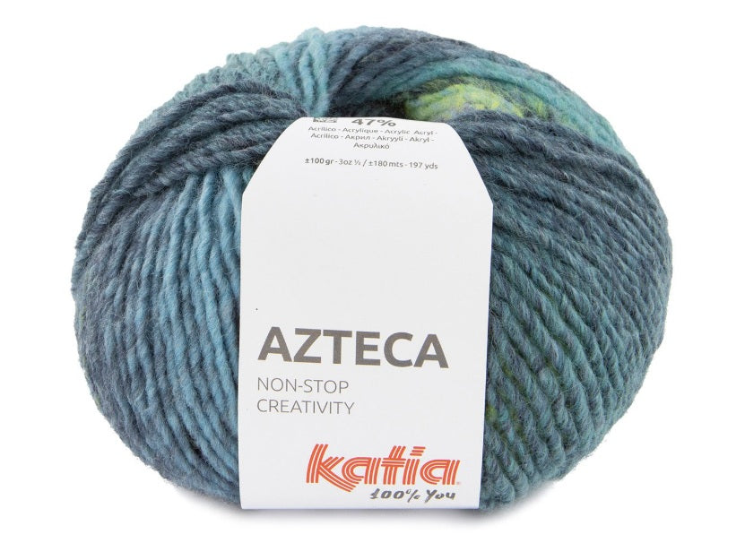 Katia Filato Azteca Colore 7886 Blu verdastro-Verde 100 Grammi