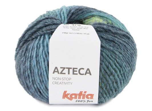 Katia Filato Azteca Colore 7886 Blu verdastro-Verde 100 Grammi