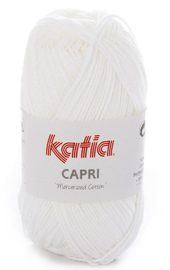 Katia Filato Capri - 100% Cotone Mercerizzato - 50 gr 125 mt - Colore 82050 Bianco